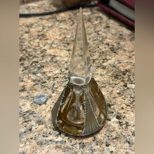 Vintage Art Glass Perfume Bottle With Obelisk Stopper